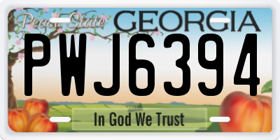 GA license plate PWJ6394