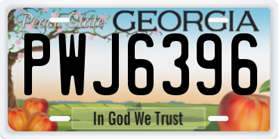 GA license plate PWJ6396