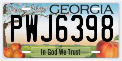 GA license plate PWJ6398
