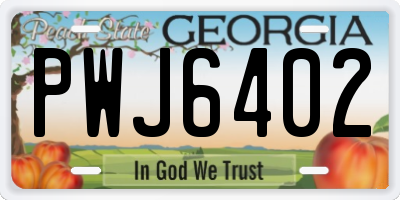 GA license plate PWJ6402