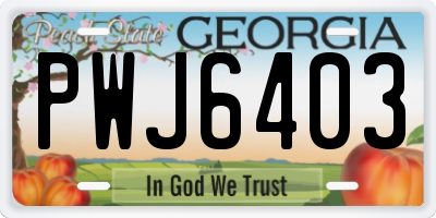 GA license plate PWJ6403