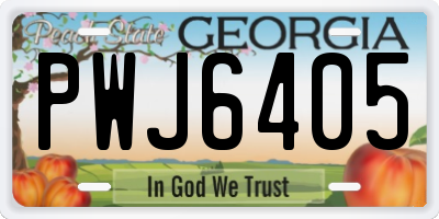 GA license plate PWJ6405