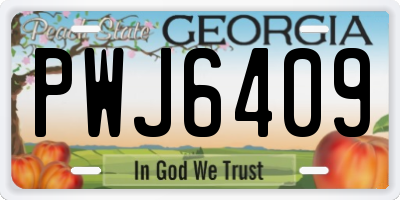 GA license plate PWJ6409