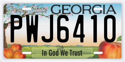 GA license plate PWJ6410