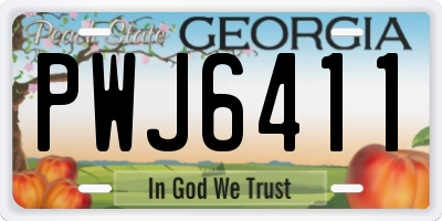 GA license plate PWJ6411