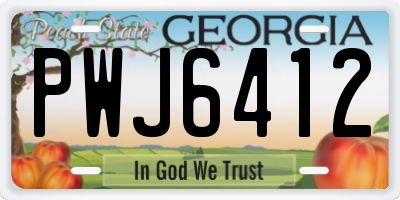 GA license plate PWJ6412