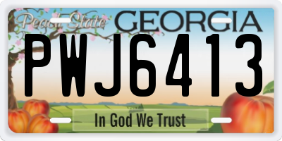 GA license plate PWJ6413