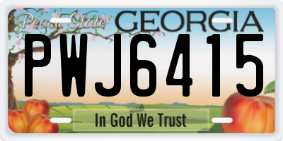 GA license plate PWJ6415