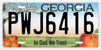 GA license plate PWJ6416