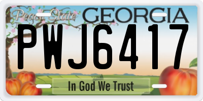 GA license plate PWJ6417