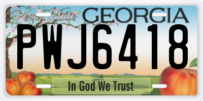 GA license plate PWJ6418