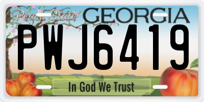GA license plate PWJ6419