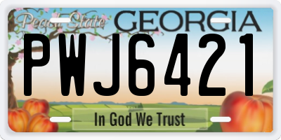 GA license plate PWJ6421