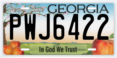GA license plate PWJ6422