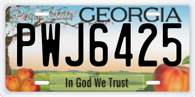 GA license plate PWJ6425