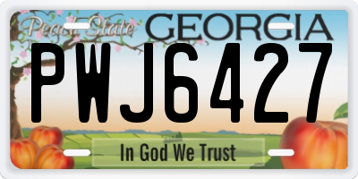 GA license plate PWJ6427