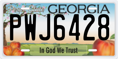 GA license plate PWJ6428