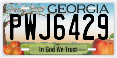 GA license plate PWJ6429