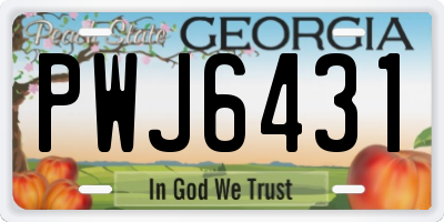 GA license plate PWJ6431