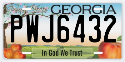 GA license plate PWJ6432