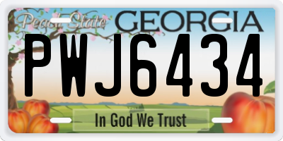 GA license plate PWJ6434
