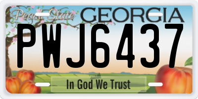 GA license plate PWJ6437