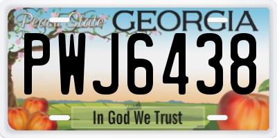 GA license plate PWJ6438