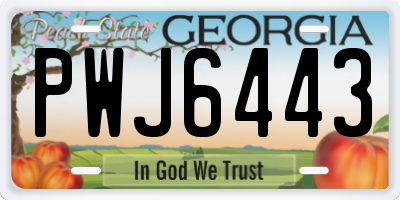 GA license plate PWJ6443