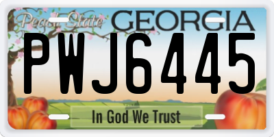 GA license plate PWJ6445