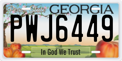 GA license plate PWJ6449