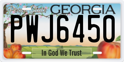 GA license plate PWJ6450