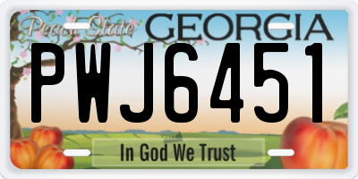 GA license plate PWJ6451