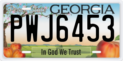 GA license plate PWJ6453