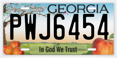 GA license plate PWJ6454