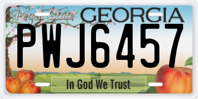 GA license plate PWJ6457