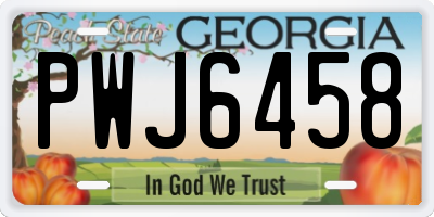 GA license plate PWJ6458