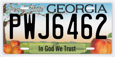 GA license plate PWJ6462