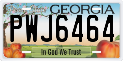GA license plate PWJ6464