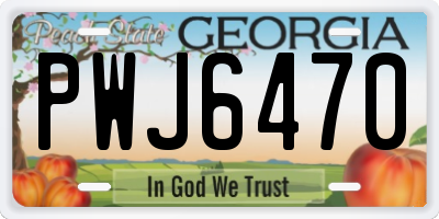 GA license plate PWJ6470