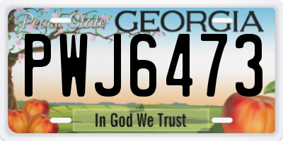 GA license plate PWJ6473