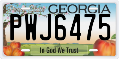GA license plate PWJ6475