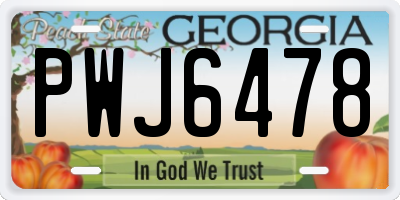 GA license plate PWJ6478