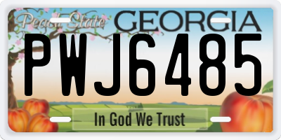 GA license plate PWJ6485