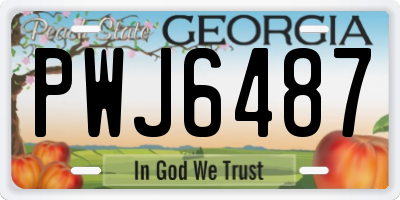 GA license plate PWJ6487