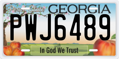 GA license plate PWJ6489