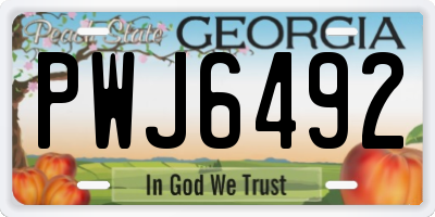 GA license plate PWJ6492