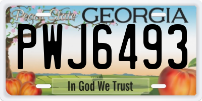 GA license plate PWJ6493