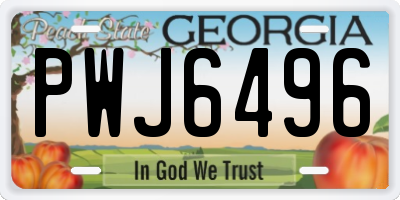 GA license plate PWJ6496