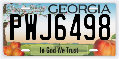 GA license plate PWJ6498