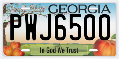GA license plate PWJ6500